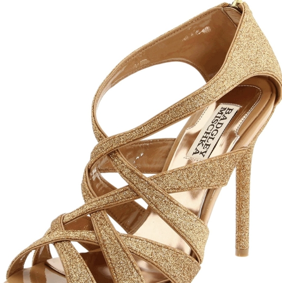 Badgley Mishka Junebug Heels, Gold Glitter - Picture 5 of 11